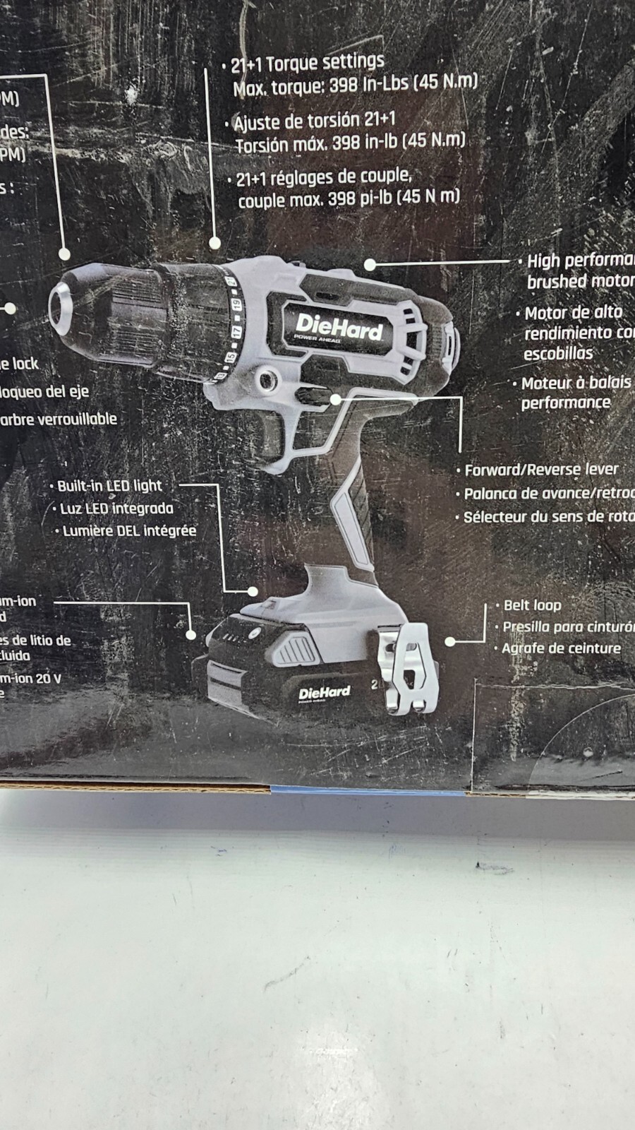 DieHard Power Ahead Drill Driver DH80003 20V 1/2&Prime; 0-410/min 0-1750/min RPM