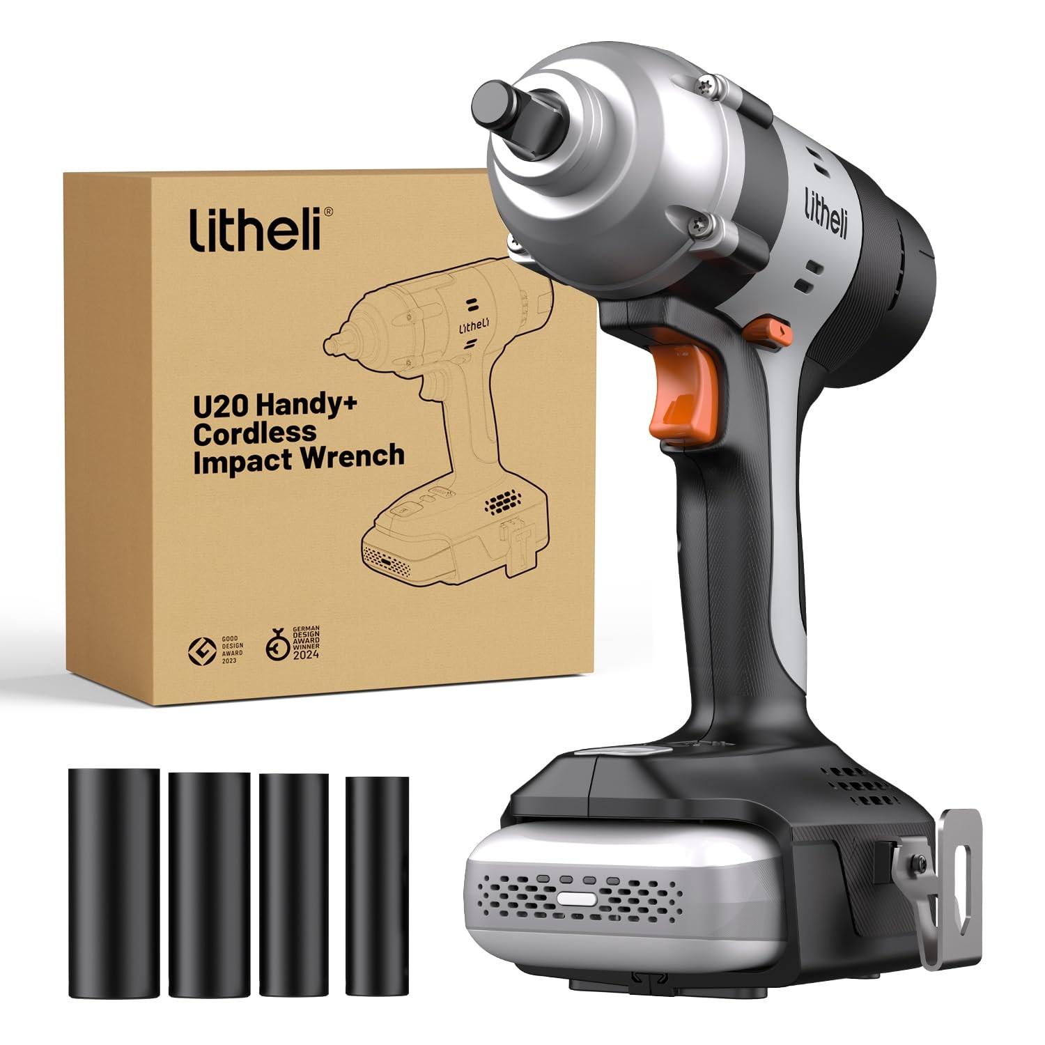 LiTHELi 20V Cordless Impact Wrench Kit with 2.0Ah Battery, 1/2&Prime; Hog Ring Impa…