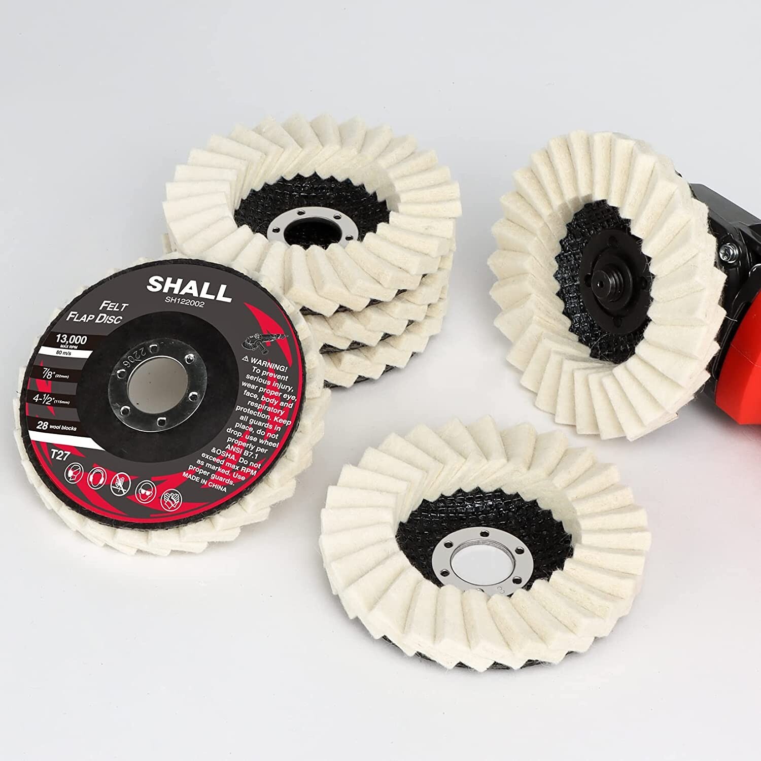 SHALL 4-1/2&Prime; Wool Polishing Discs Finishing Wheel Buffing Pads,for Angle Grinder