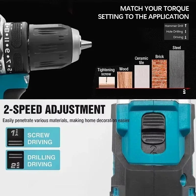 Makita DDF487 Brushless 18V Electric Drill Driver Professional Power Tool