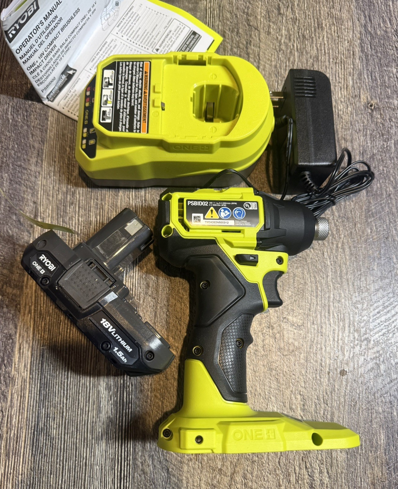Ryobi ONE+ HP 18V Brushless Cordless Compact 1/4 in. Hex Impact Driver BATT+CHG