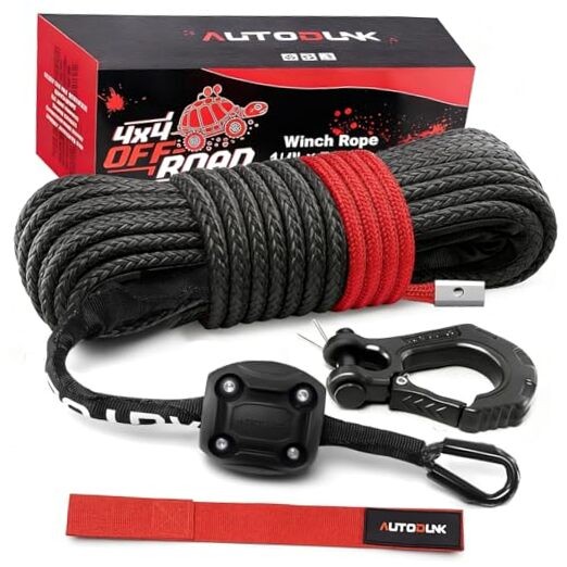 Synthetic Winch Rope – 1/4&Prime; x 50ft 10,000LBS Winch Line 1/4&Prime; winch rope Black