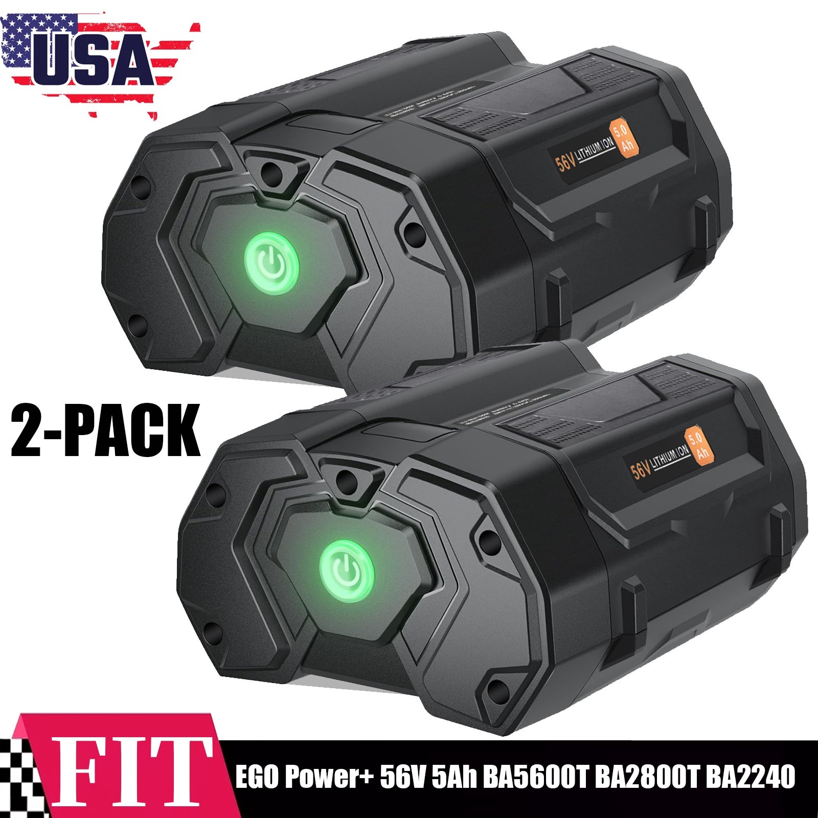 2x For EGO BA5600T 5.0Ah 56V Lithium-ion Battery BA4200T BA2800 BA1400T CH2100