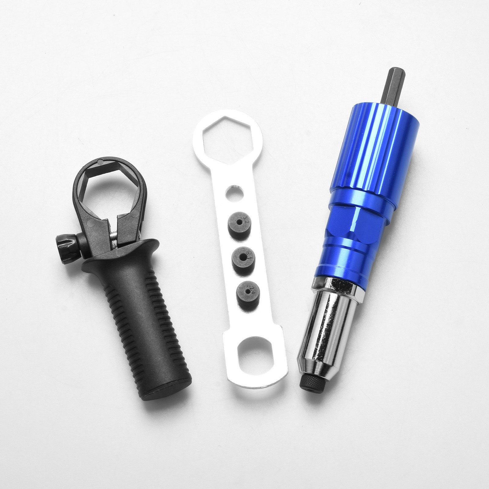 Automotive HVAC Metal Electric Drill Rivet Gun Adapter 4 Sizes 1/4 Hex Shank