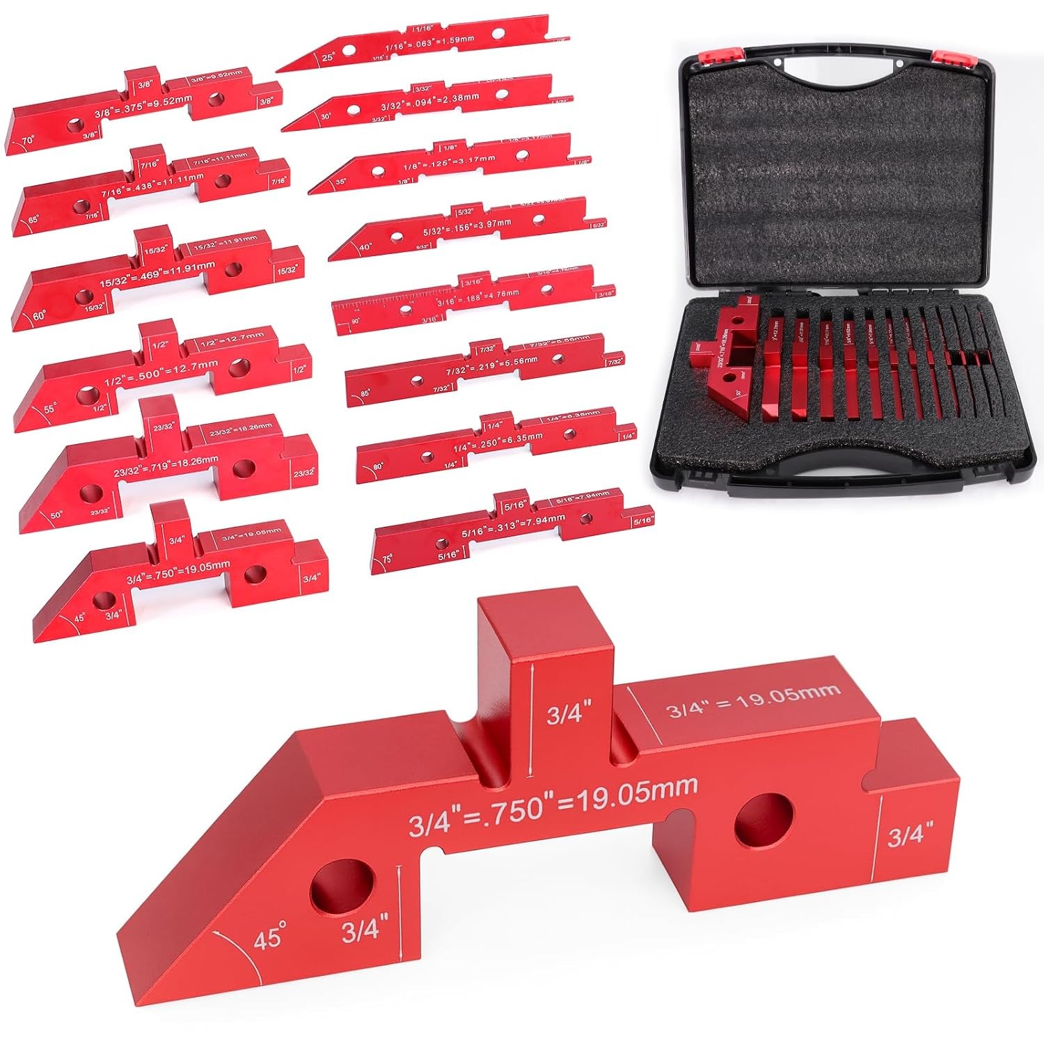 Aluminum Woodworking Tools 14pc Precise Woodworking Setup Blocks Set