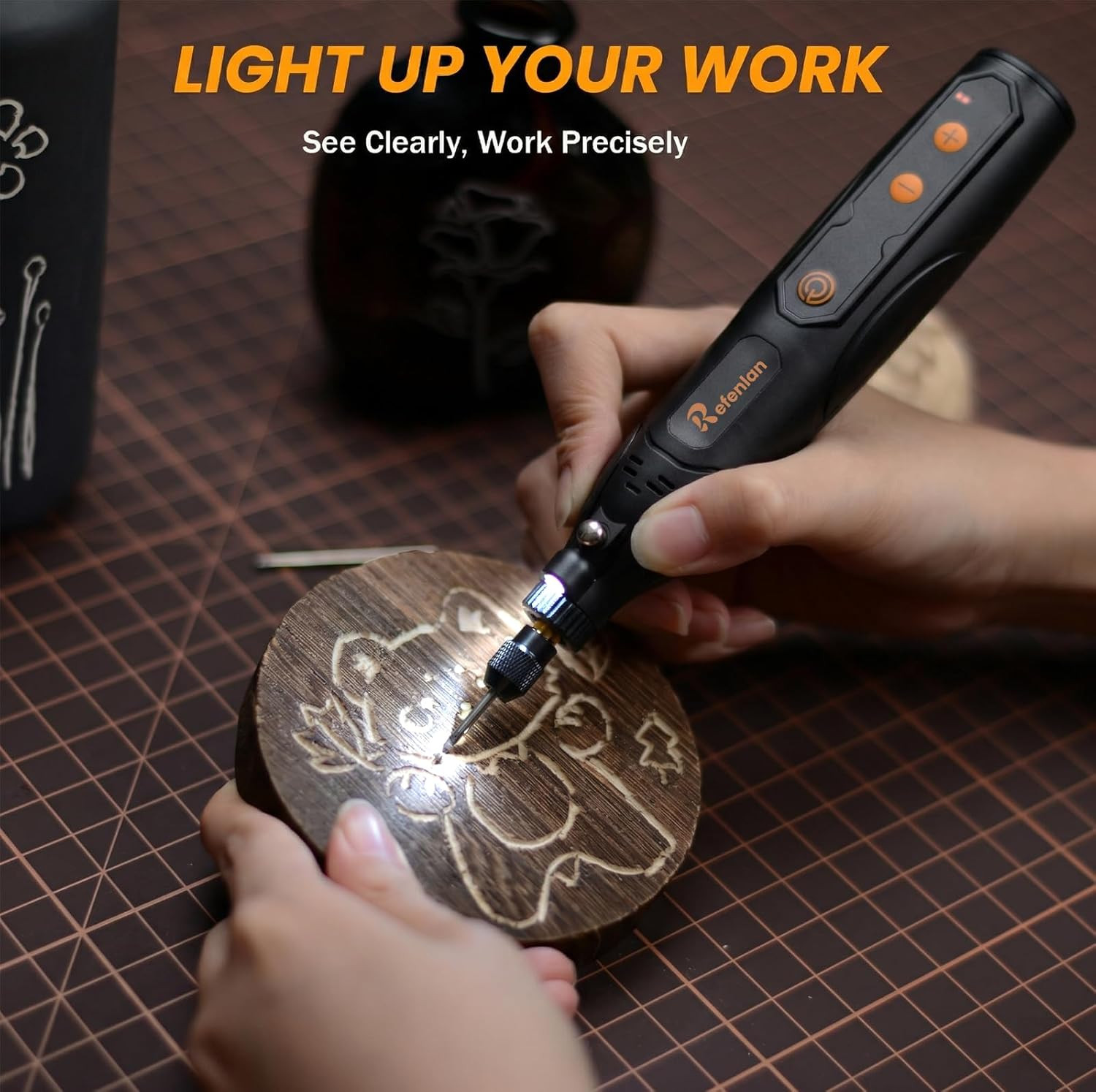 Mini Cordless Rotary Tool, 5 Variable Speed 23000RPM, 2000mAh Battery, Type-C Ch