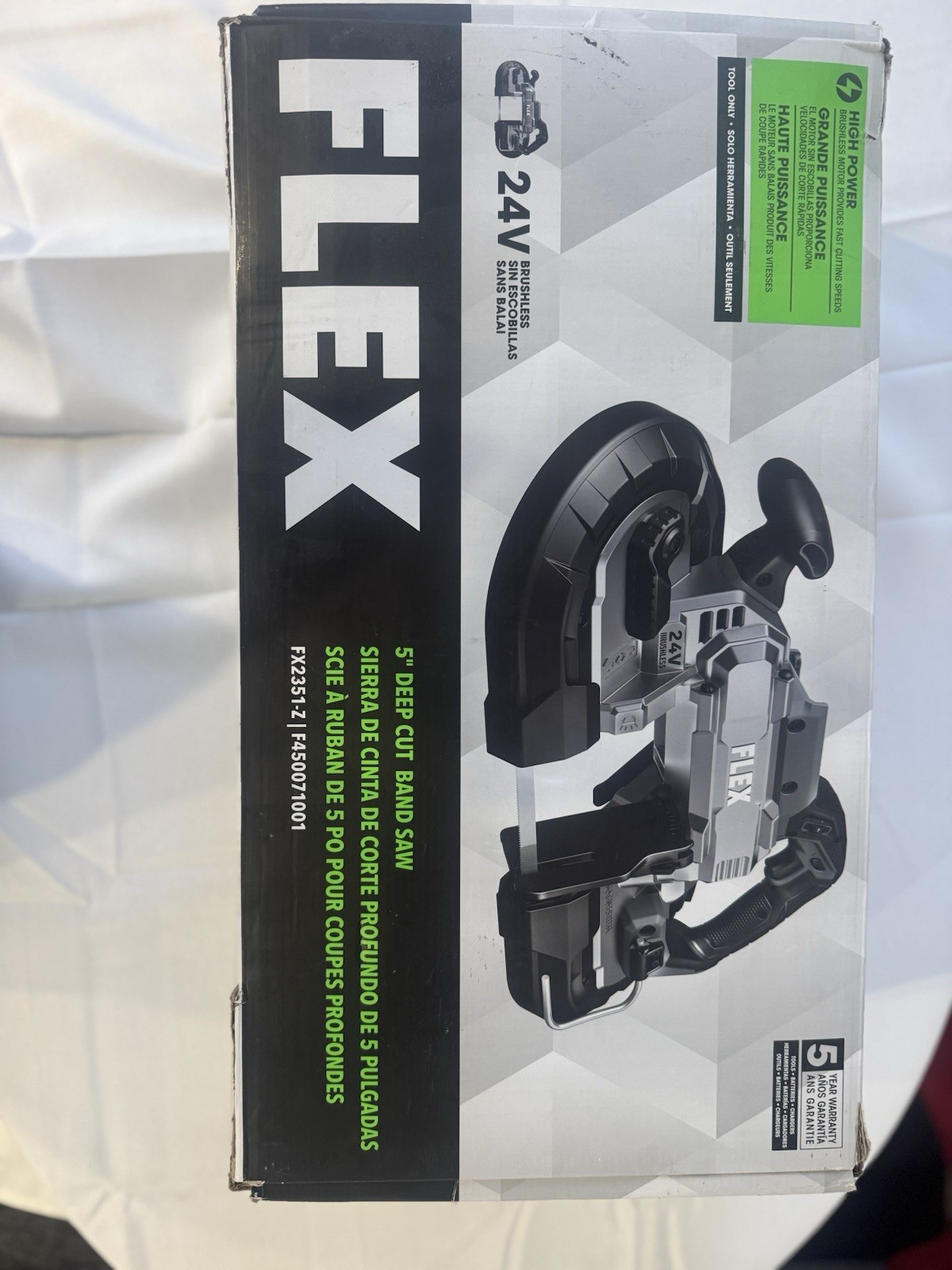 Flex 24V Brushless 5&Prime; Deep Cut Band Saw FX2351-Z with 10.0Ah Battery & Charger