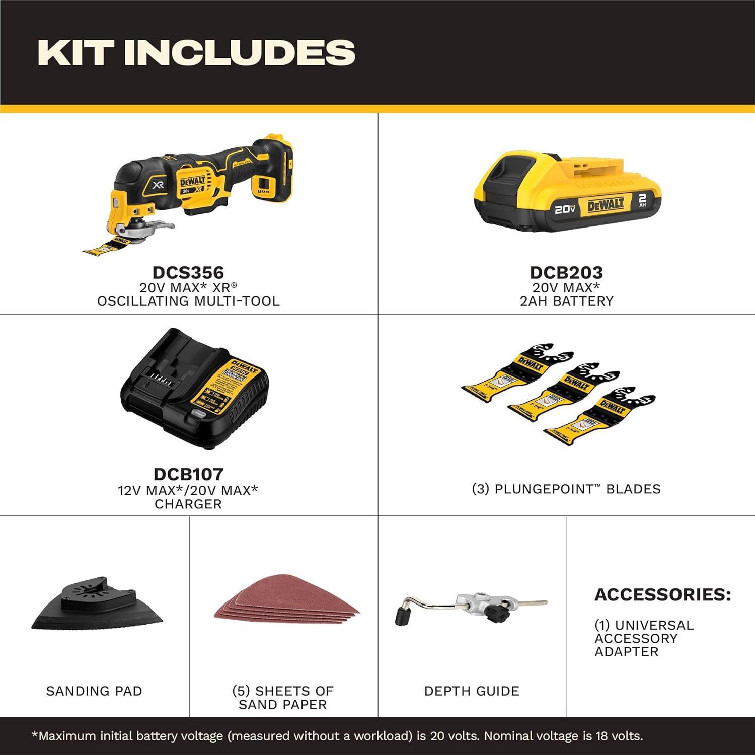 DEWALT 20V MAX XR Oscillating Multi-Tool Kit, Oscillating Tool Accessories, Cord