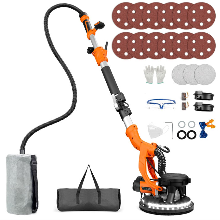 Lijadora Drywall 1000W con Aspiración LED y 6 Velocidades Ajustables