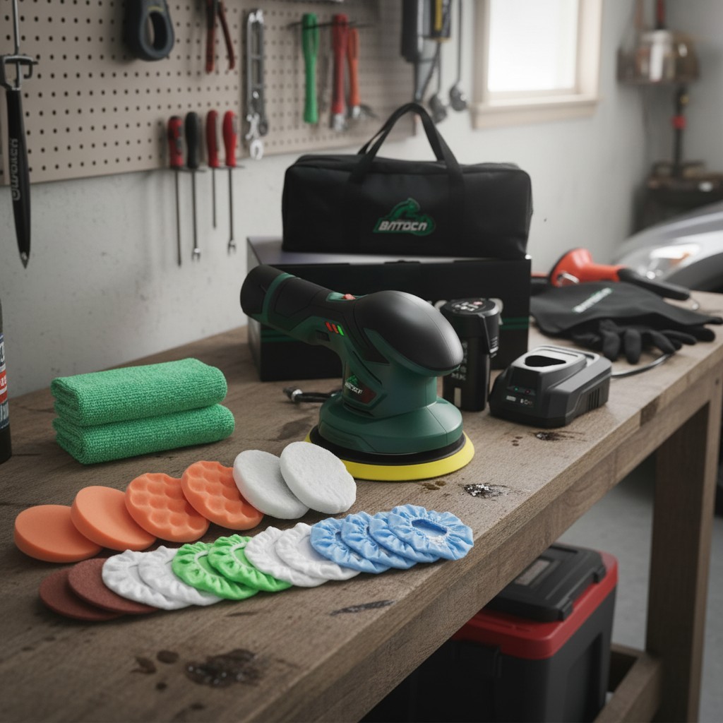 Portable 12V Cordless Orbital Buffer – Lightweight 2.4lbs with Adjustable Speed
