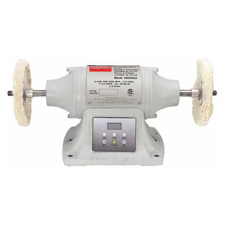 Dayton 48We52 Bench Top Buffer, Steel, 6 In., 1/2 Hp