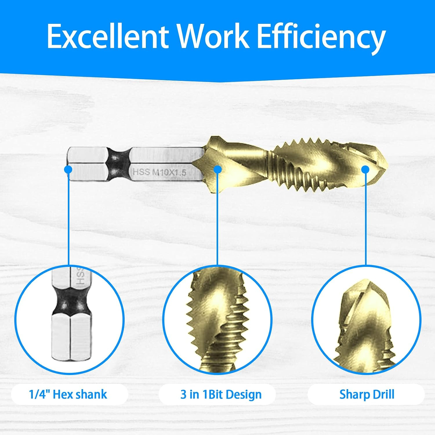 Combination Drill & Tap Bit Set, 6 Pc SAE (6-32NC ~ 1/4-20NC) and 6 Pc Metric (M