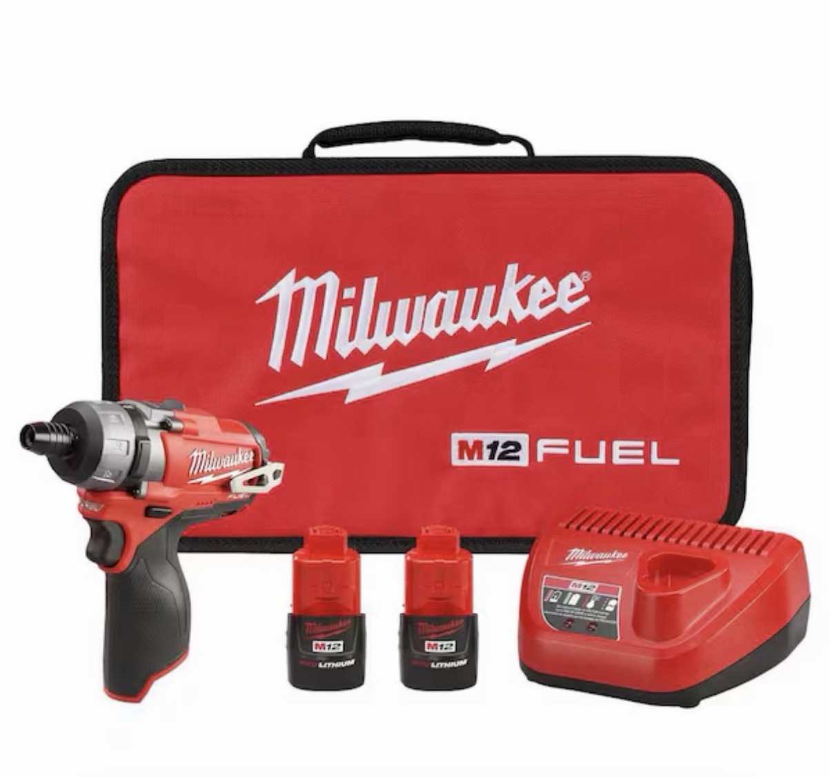 Milwaukee M12 FUEL 12V Brushless 1/4&Prime; Hex 2-Speed Kit w/2 2.0Ah,Chg,Case