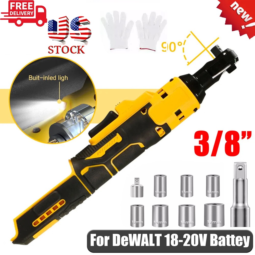 Electric Cordless Ratchet Wrench 3/8&Prime; For DEWALT 20V MAX Battery 70Ft-lbs 580RPM