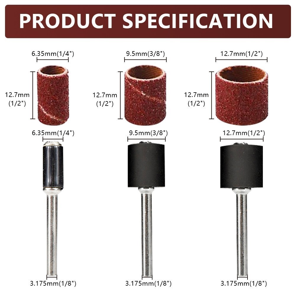 384 Pcs Sanding Drum Kit Sander Sleeves With Mandrels for Dremel Rotary Tool
