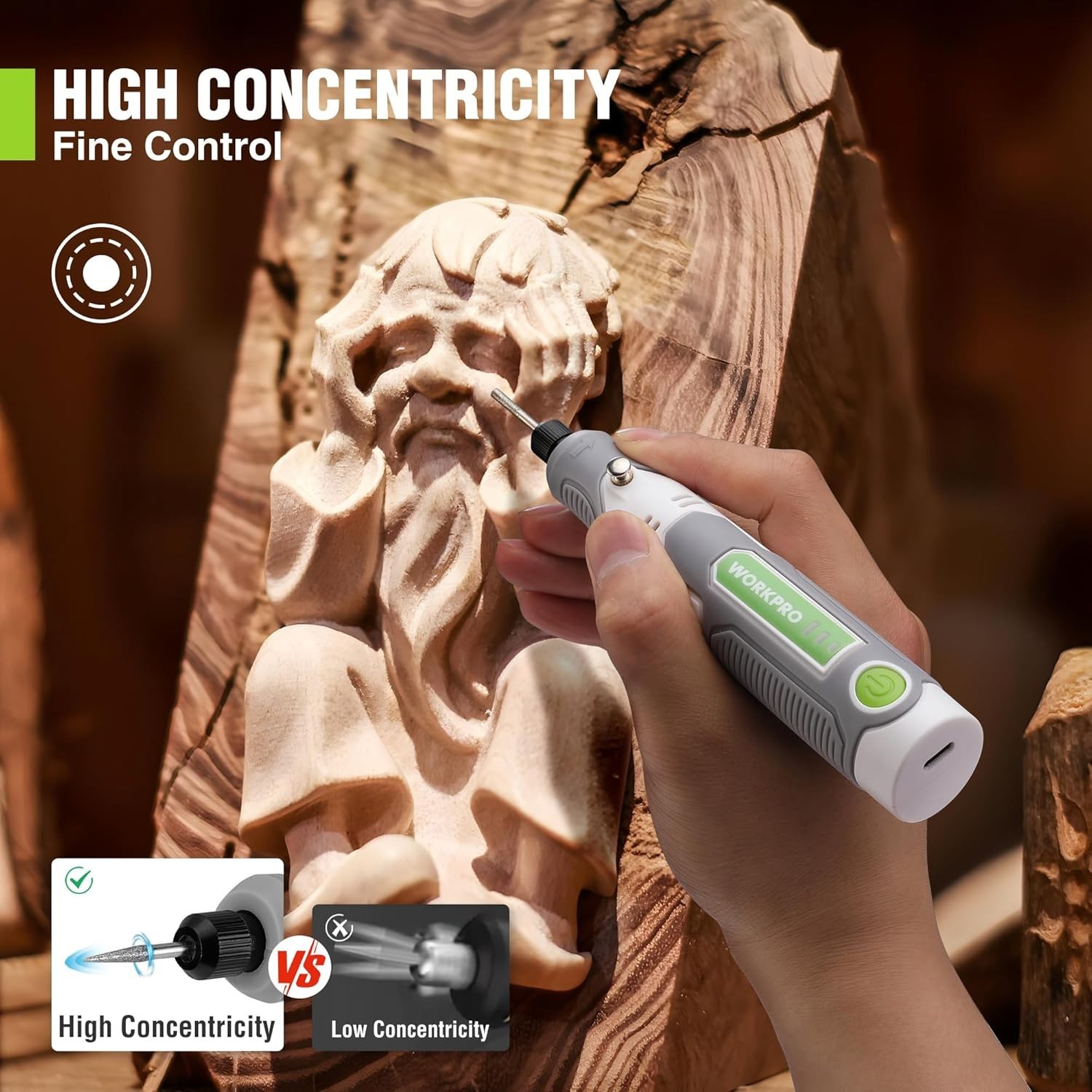 High-Speed Mini Rotary Tool – 3 Variable Speeds, 71 Accessories for Versatility