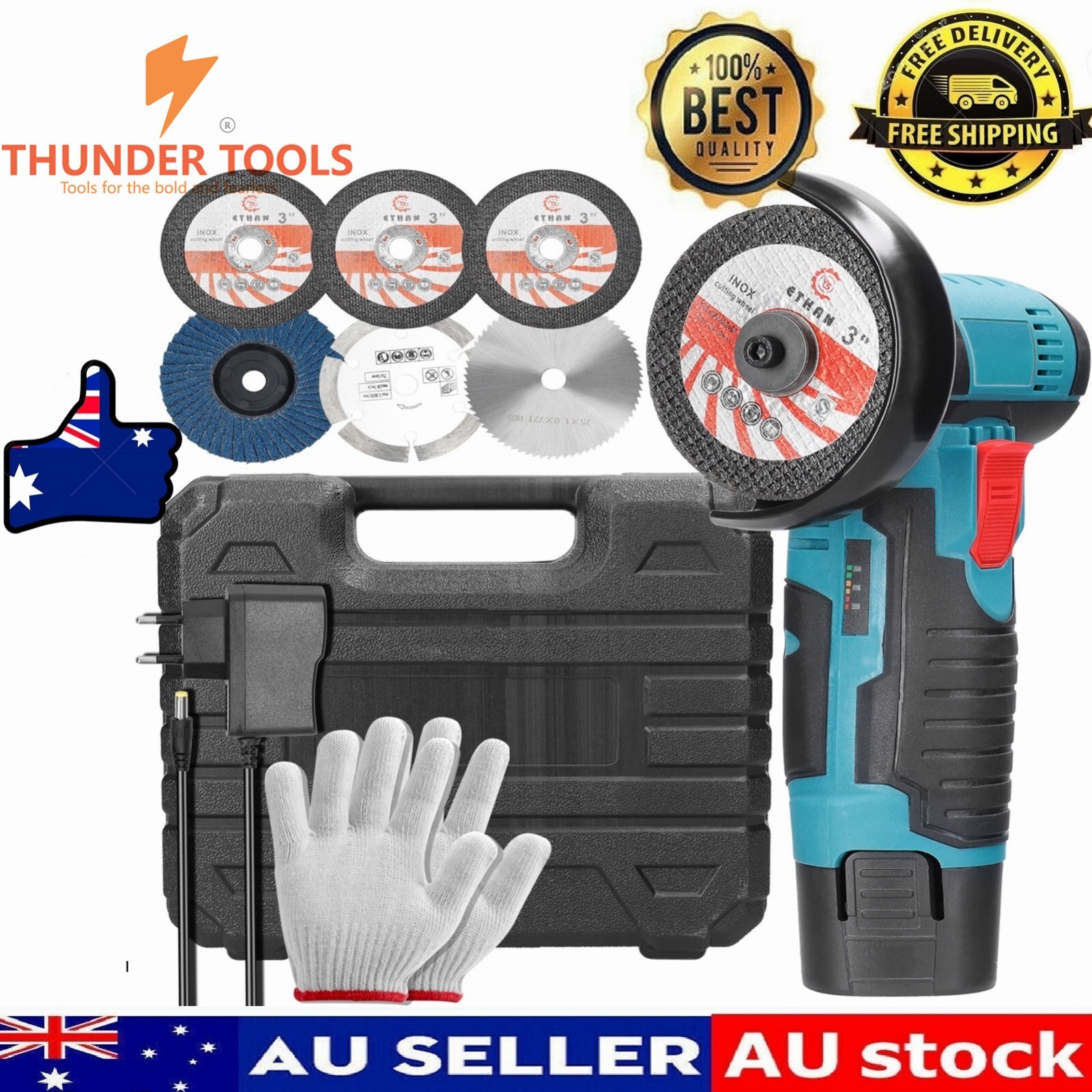 Thunder Tools 12V 19500rpm Electric Cordless Brushless Angle Grinding Tool Kits