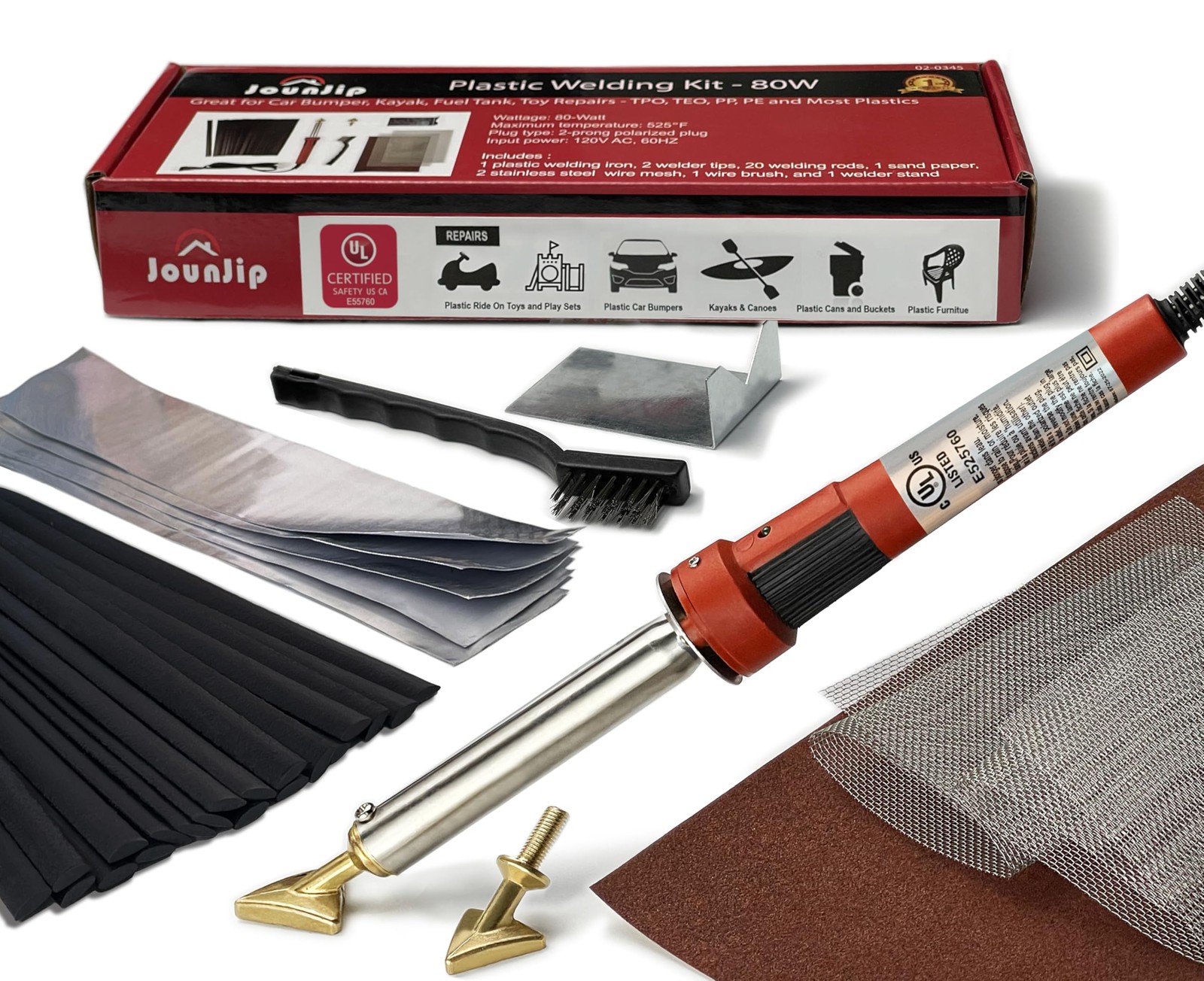 JOUNJIP Standard Plastic Welding Kit- UL Certified Plastic Welder 80W- Professio