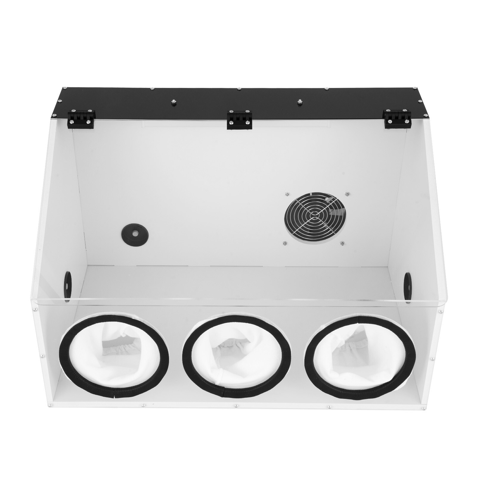 Grinding Dust Hood Box Jewelry Engraving Table Polisher Dust Proof Cover Fan LED