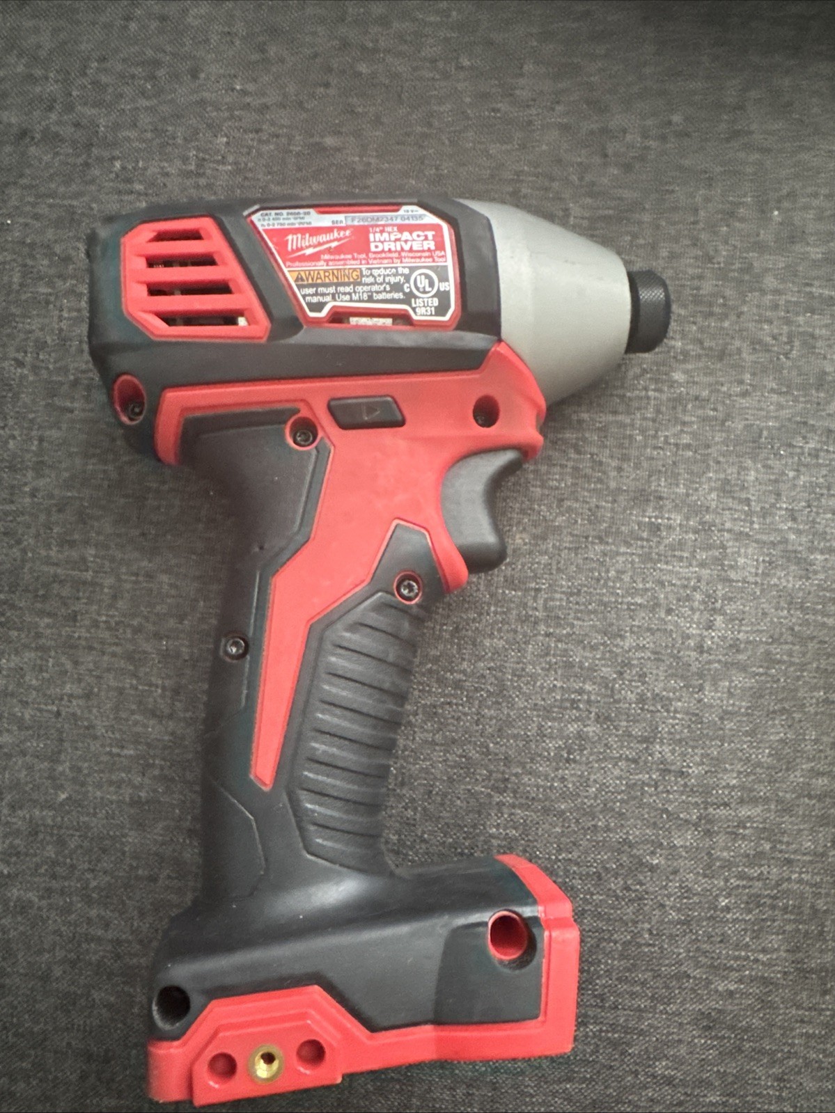 Milwaukee 2656-20 1/4&Prime; M18 Cordless Battery Hex Impact Driver 18 Volt 18V