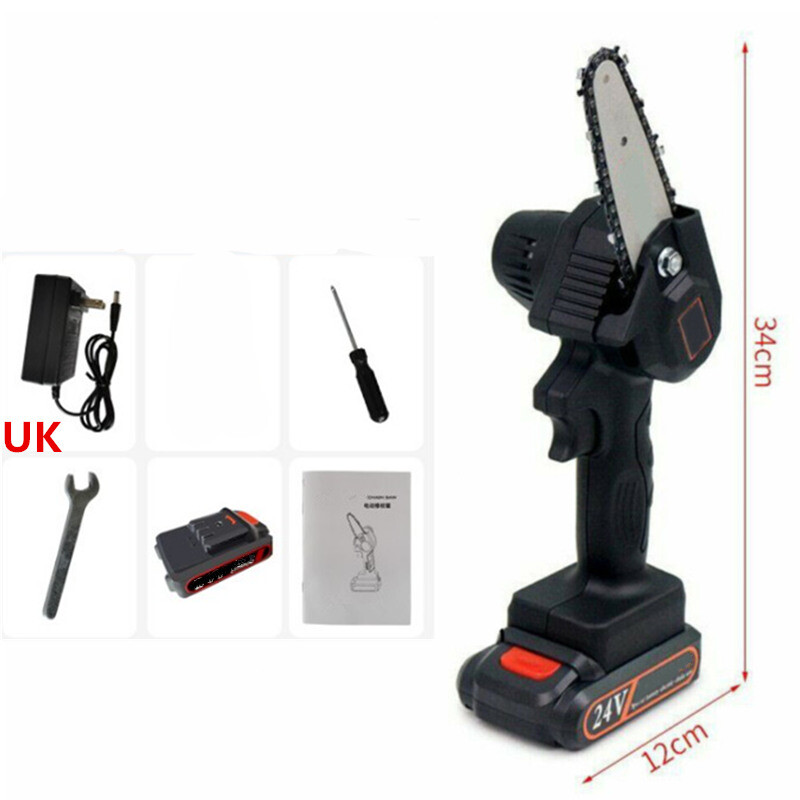 👍Mini Chainsaw Cordless 4Inch Electric Chain Saw 24V Battery Power Wood Cutting