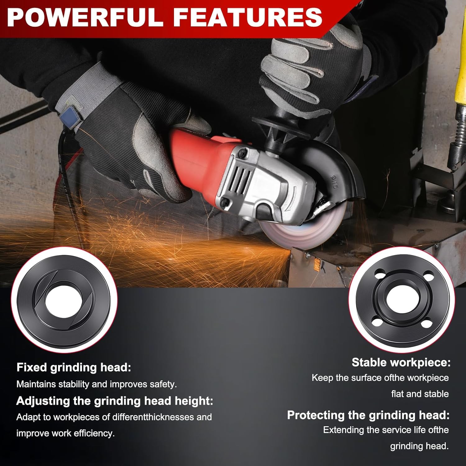 7PCS Angle Grinder Nut & Wrench Kit, Premium 5/8-11 Thread Flange Metal Lock NEW