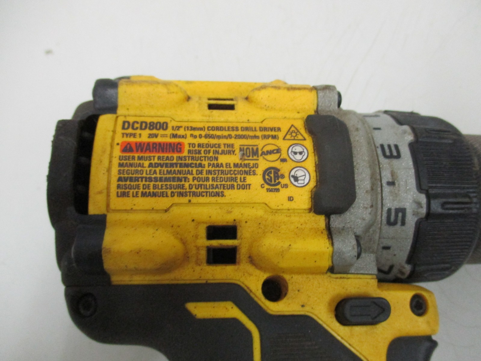 DeWALT DCD800 1/2&Prime; Cordless Drill Driver w/20v Max Lith Ion Battery & Charger