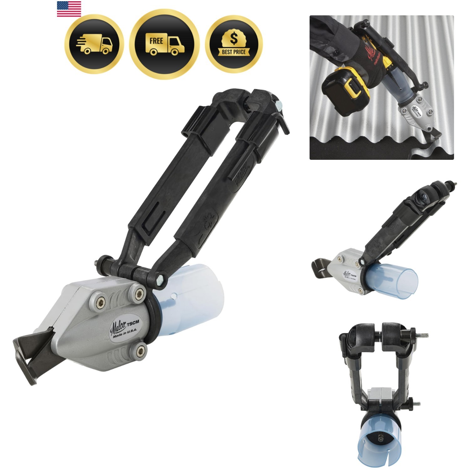 TSCM Corrugated Metal TurboShear Drill Attachment – 360° Rotating Drill-Power…