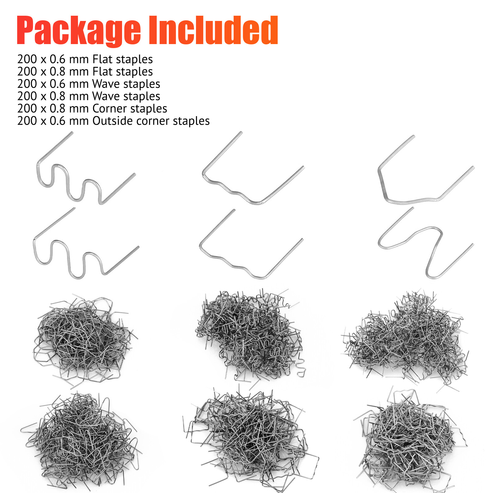 1200Pcs 0.8mm Hot Staples Plastic Welding Wave Stapler for Car Bumper Repair Kit