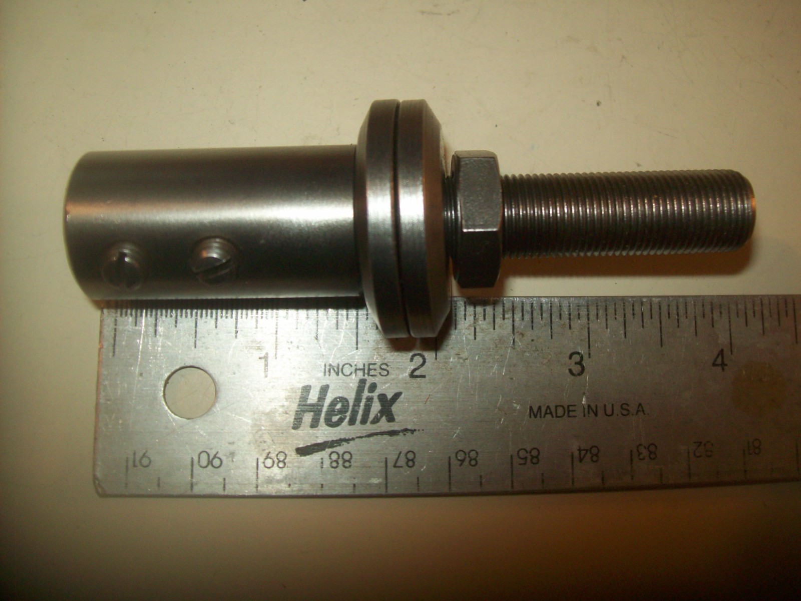 3 7/8&Prime; Long Work Arbor 1/2&Prime; Bore Set Screws & 1/2&Prime; X 24 TPI Thread From Lathe