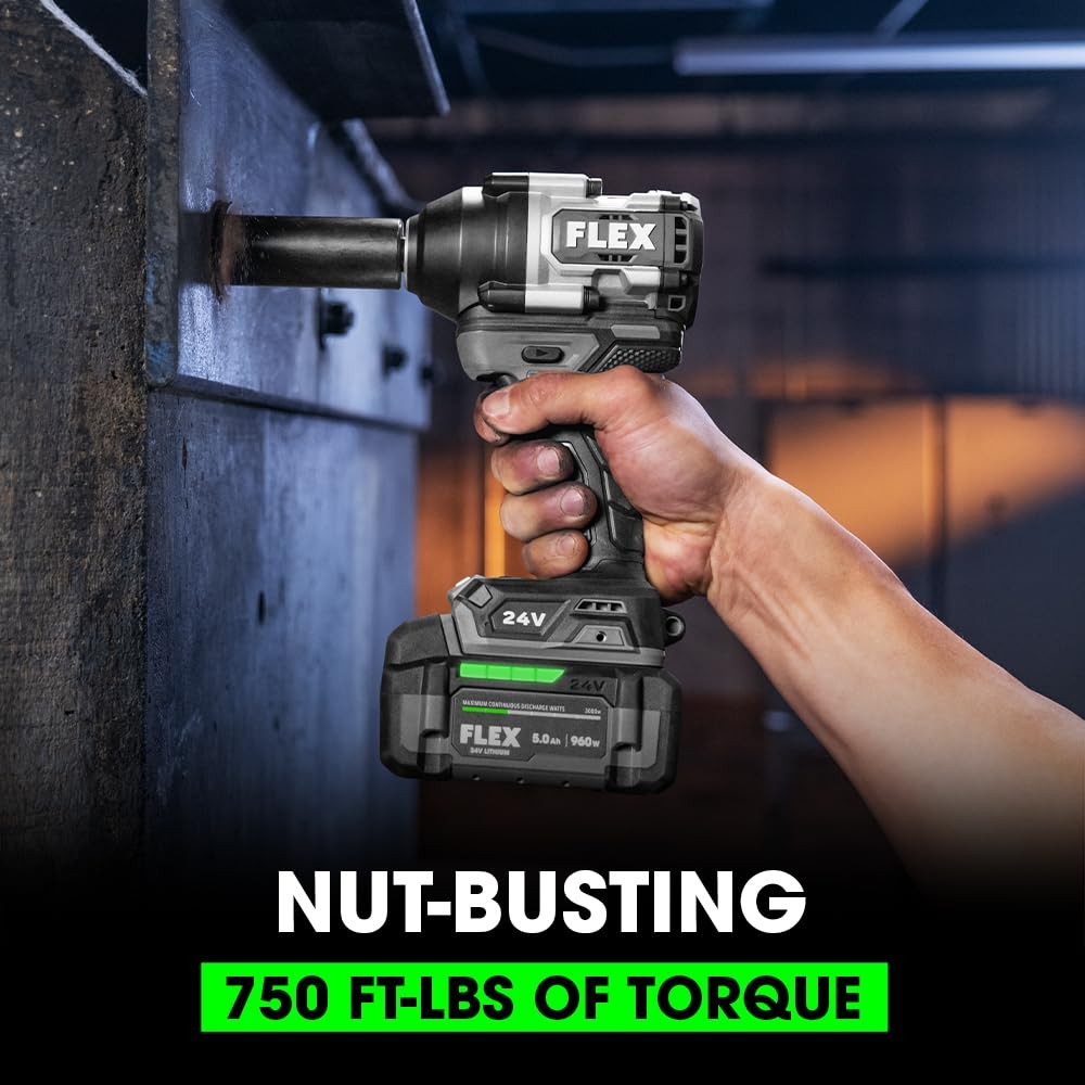 FLEX 24V Brushless Cordless 1/2-Inch 750 Ft-Lbs Mid-Torque Impact Wrench Tool