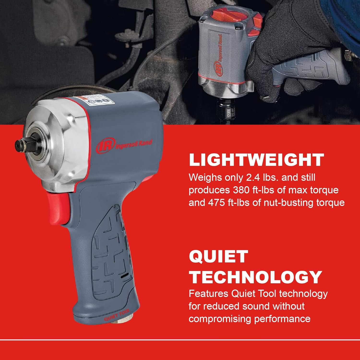 Ingersoll Rand 15QMAX 3/8&Prime; Air Impact Wrench 475 Ft-Lbs Quiet