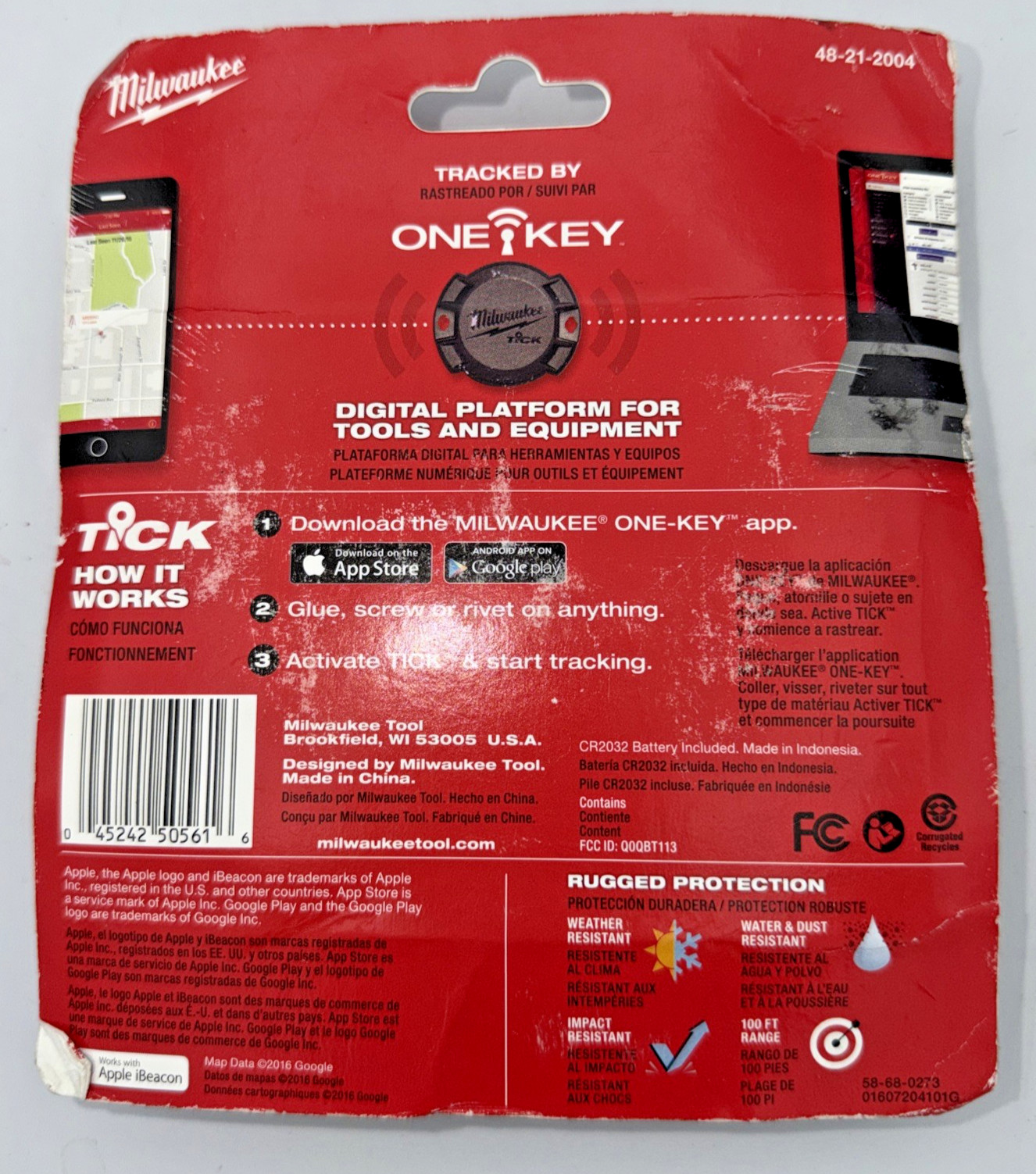 Milwaukee 48-21-2004 ONE-KEY TICK Tool and Equipment Tracker 4-Pack NEW