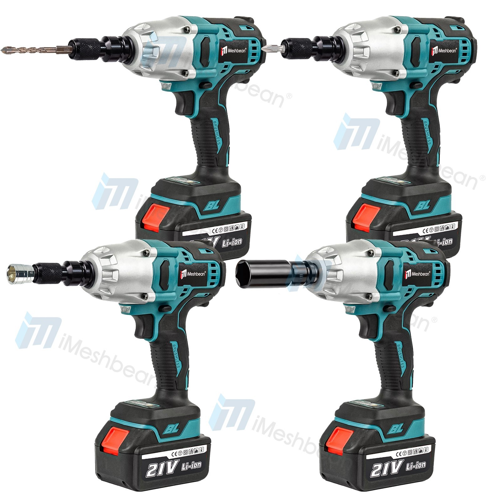 800Nm Cordless Electric Impact Wrench 1/2 » Gun High Power Driver Li-ion Battery