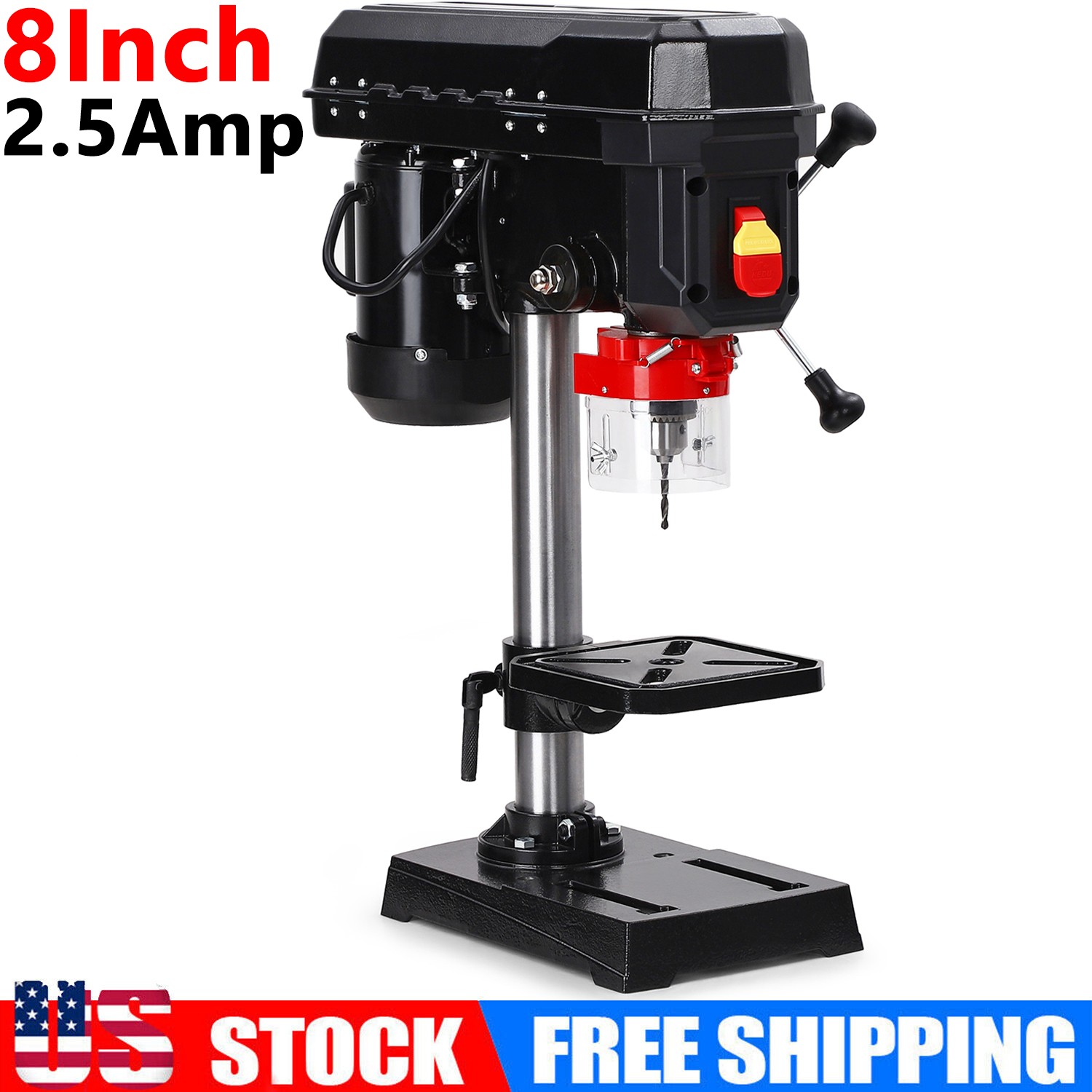 8in Benchtop Drill Press 5 Speed 2.5A Wood Drilling Machine Tabletop Drill Press