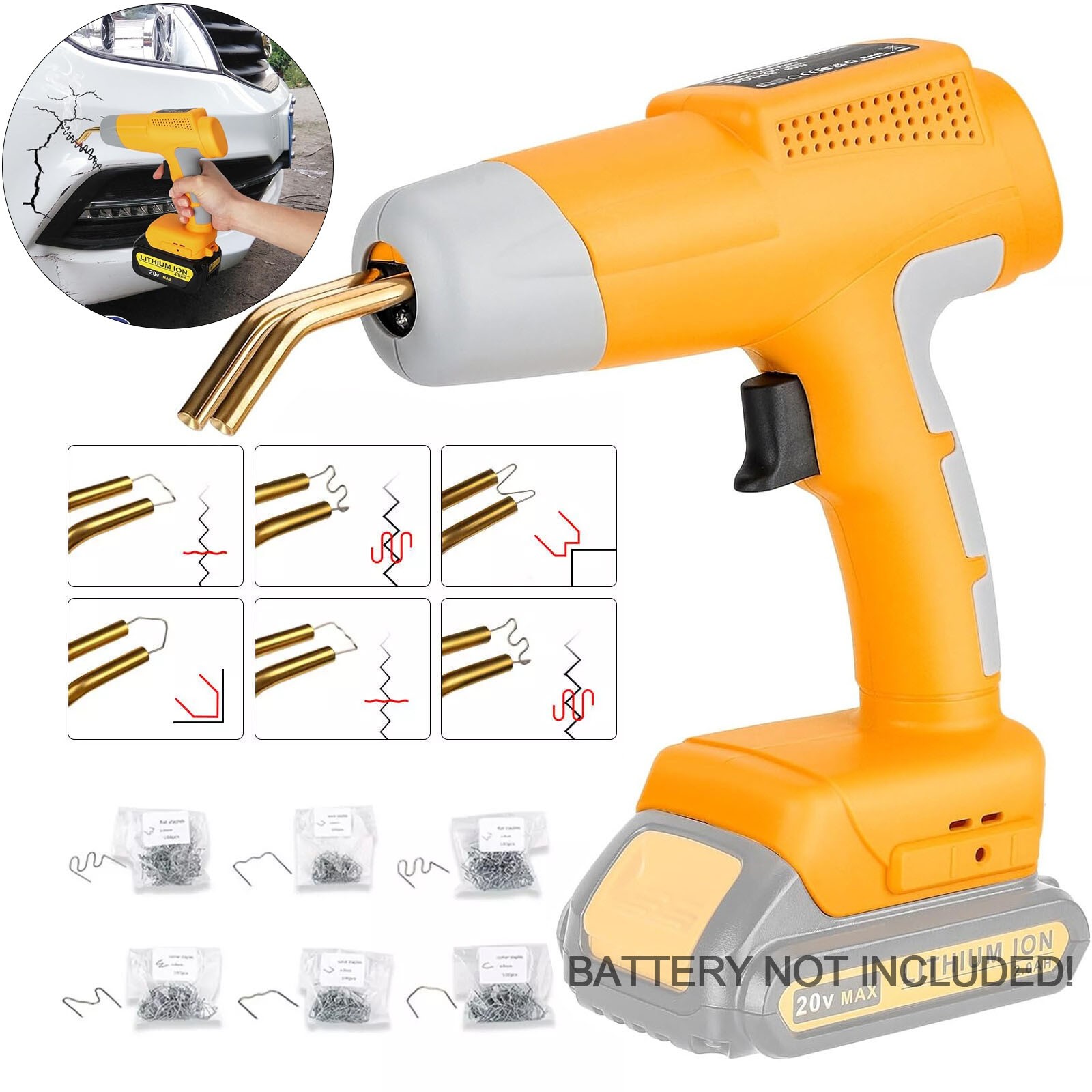 Plastic Welder Gun Kit Soldering Tool Car Bumper Repair for Dewalt 20v Battery