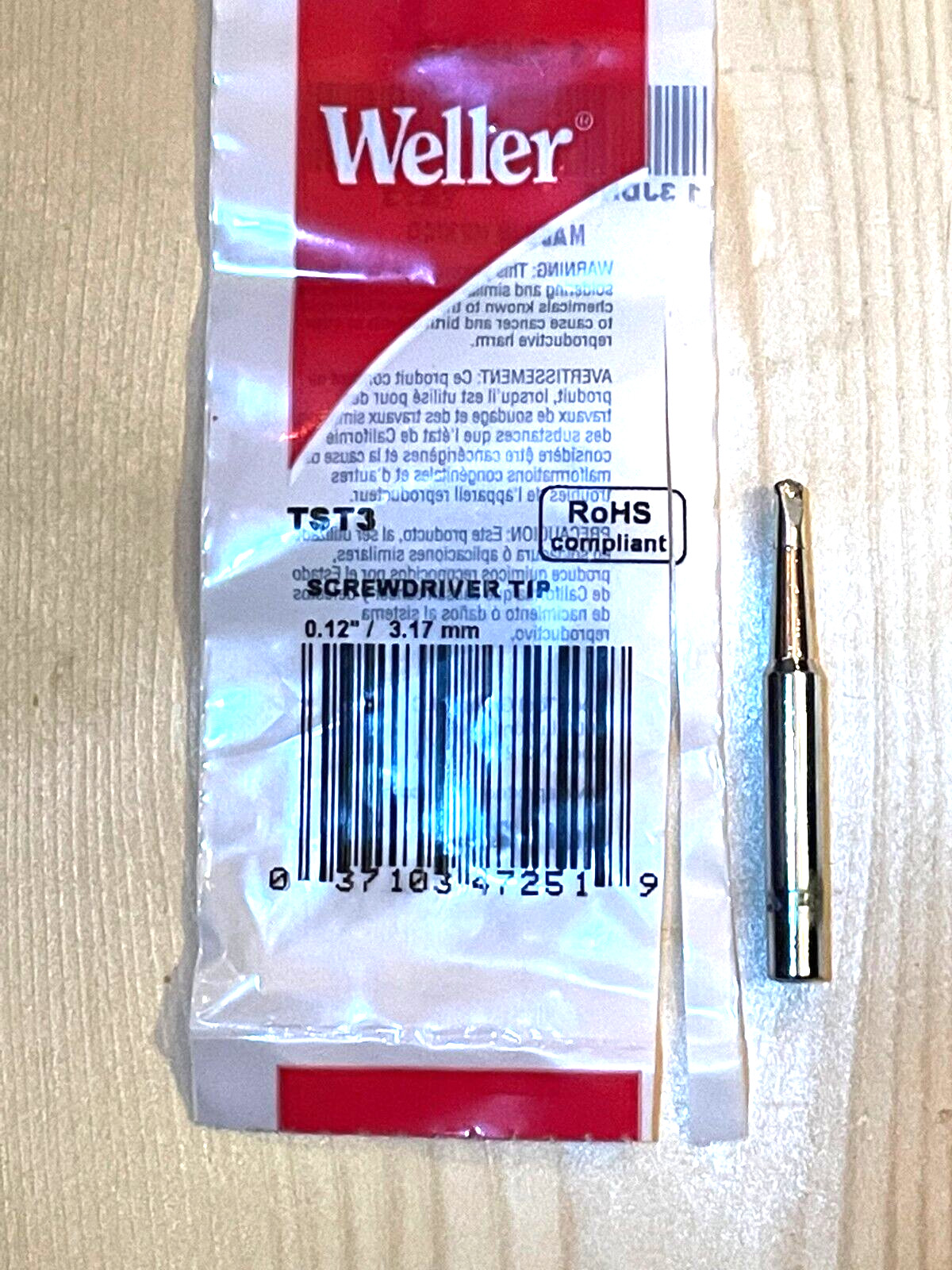 Weller, Soldering Gun Tip, Part Number TST3, Screwdriver Tip, RoHs Compliant