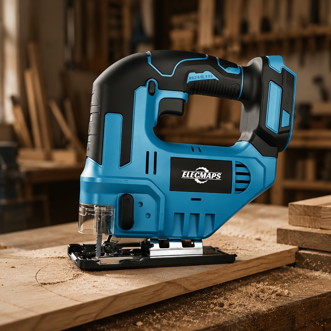 ELECMAPS 18V Cordless Jigsaw, Includes Two 2Ah Batteries, 3-Position Orbital Act