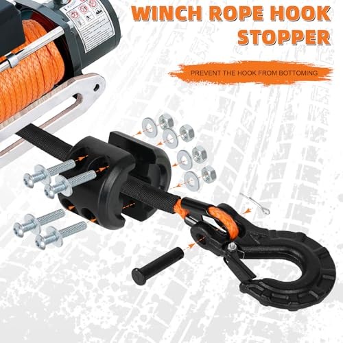 Synthetic Winch Rope,1/4&Prime; x 50 ft 10000Lbs Winch Rope Line, Synthetic Winch