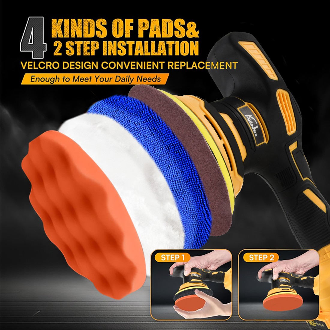 Dual Action Car Polisher Buffer Machine Cordless Sander Polishing Kit 2 Battery