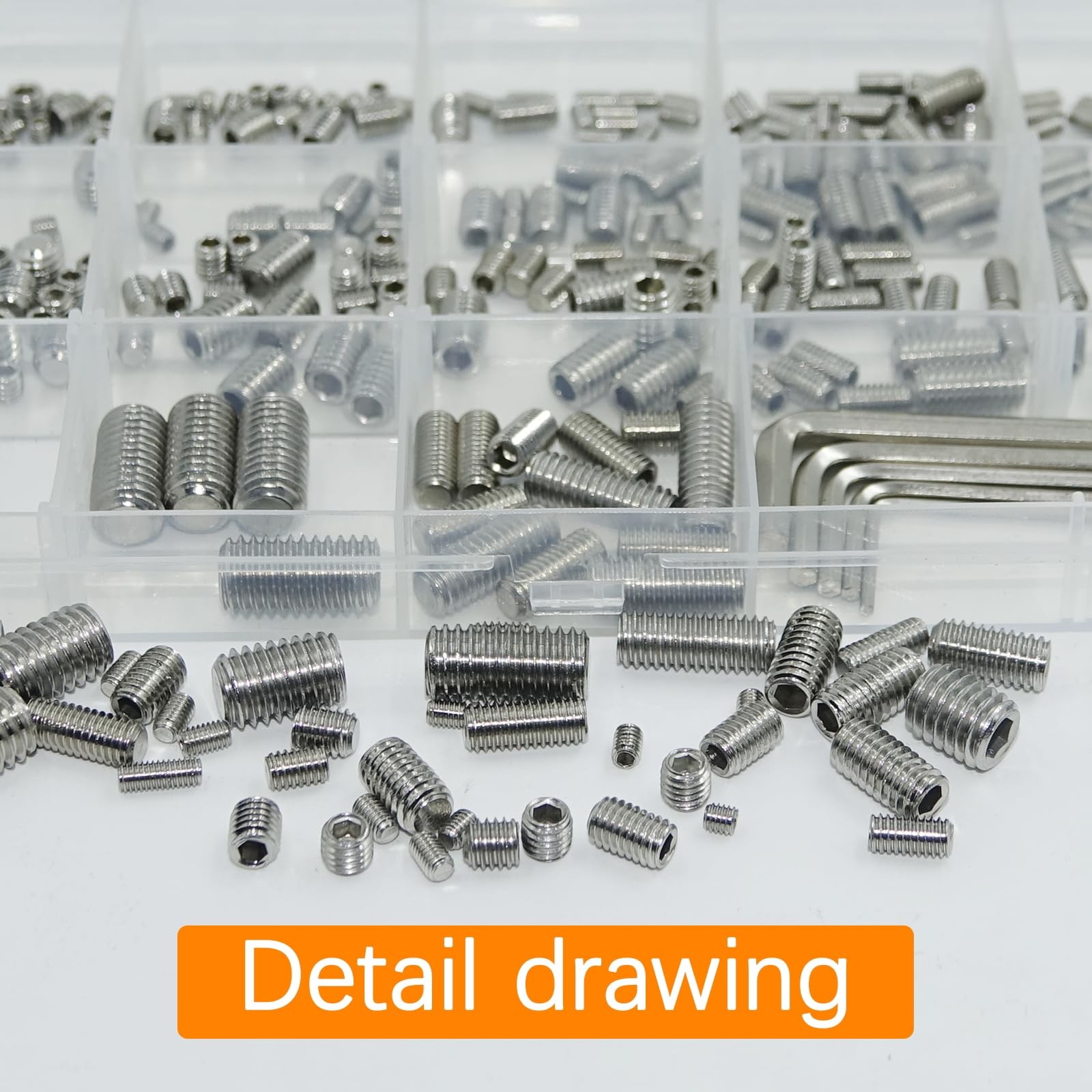 300 Pcs 24 Size Set Screws Assortment Kit (M3, M3-m8, Silver-Metric-300