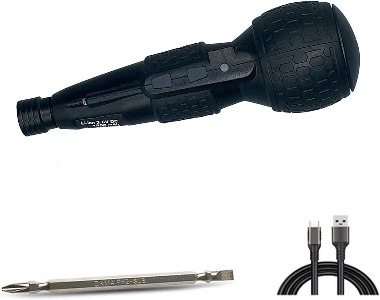 3.6V Cordless Electric Screwdriver USB-C LED Kit BLACK | Compact 3.6V cordless s