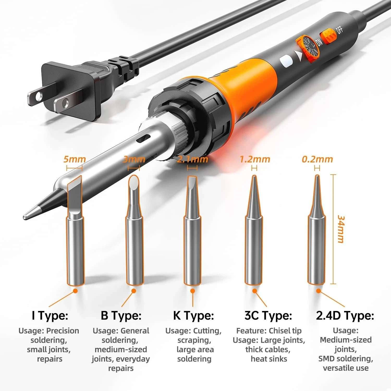 60W Precision Soldering Micro Pen Heavy Duty Kit Small Solder Iron Tool Adjust
