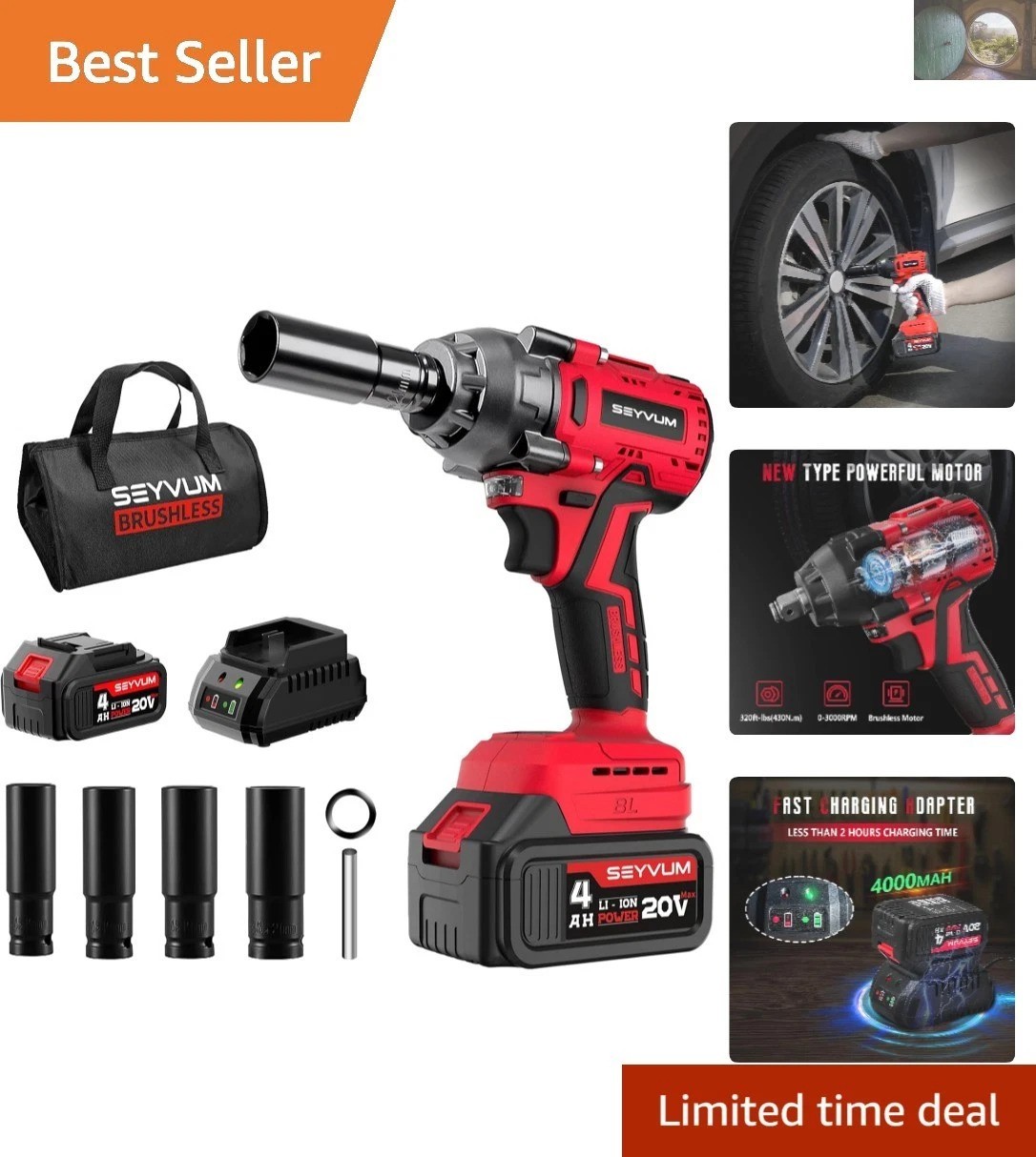Powerful 20V Cordless Impact Driver – 320 Ft-lbs Torque, Fast Charger Included