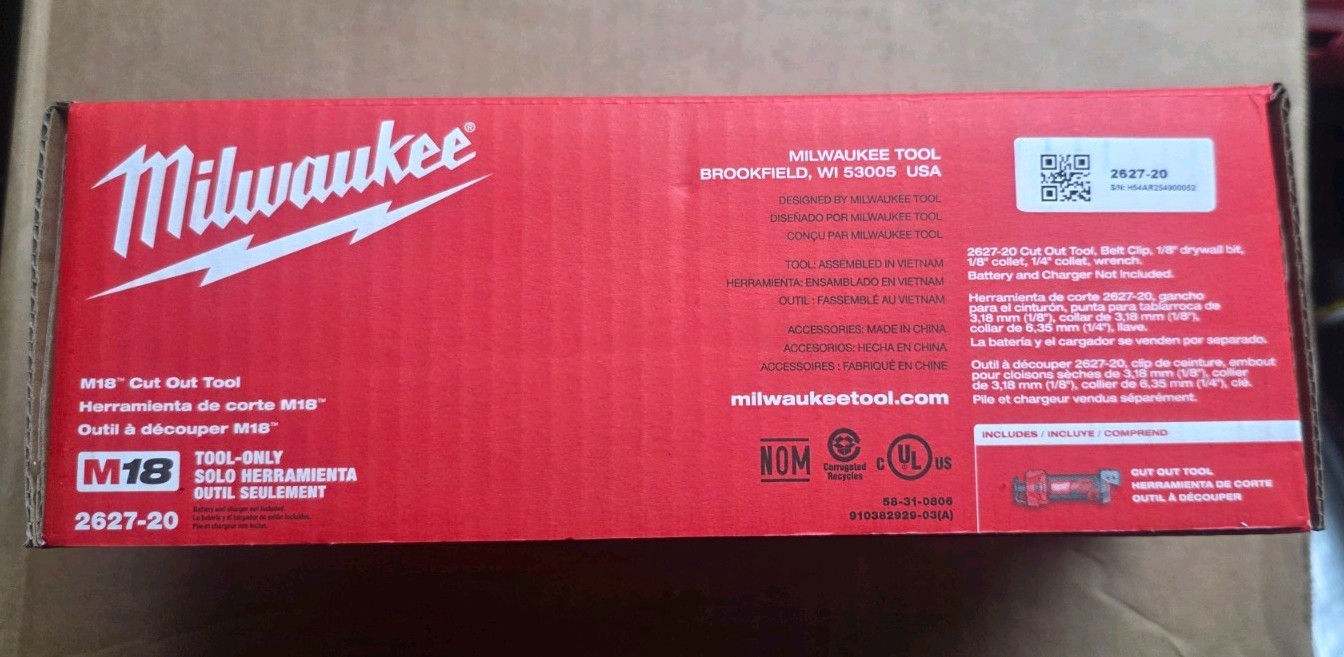 Milwaukee 2627-20 M18 18V Compact Cordless Drywall Cut Out Tool FREE SHIPPING