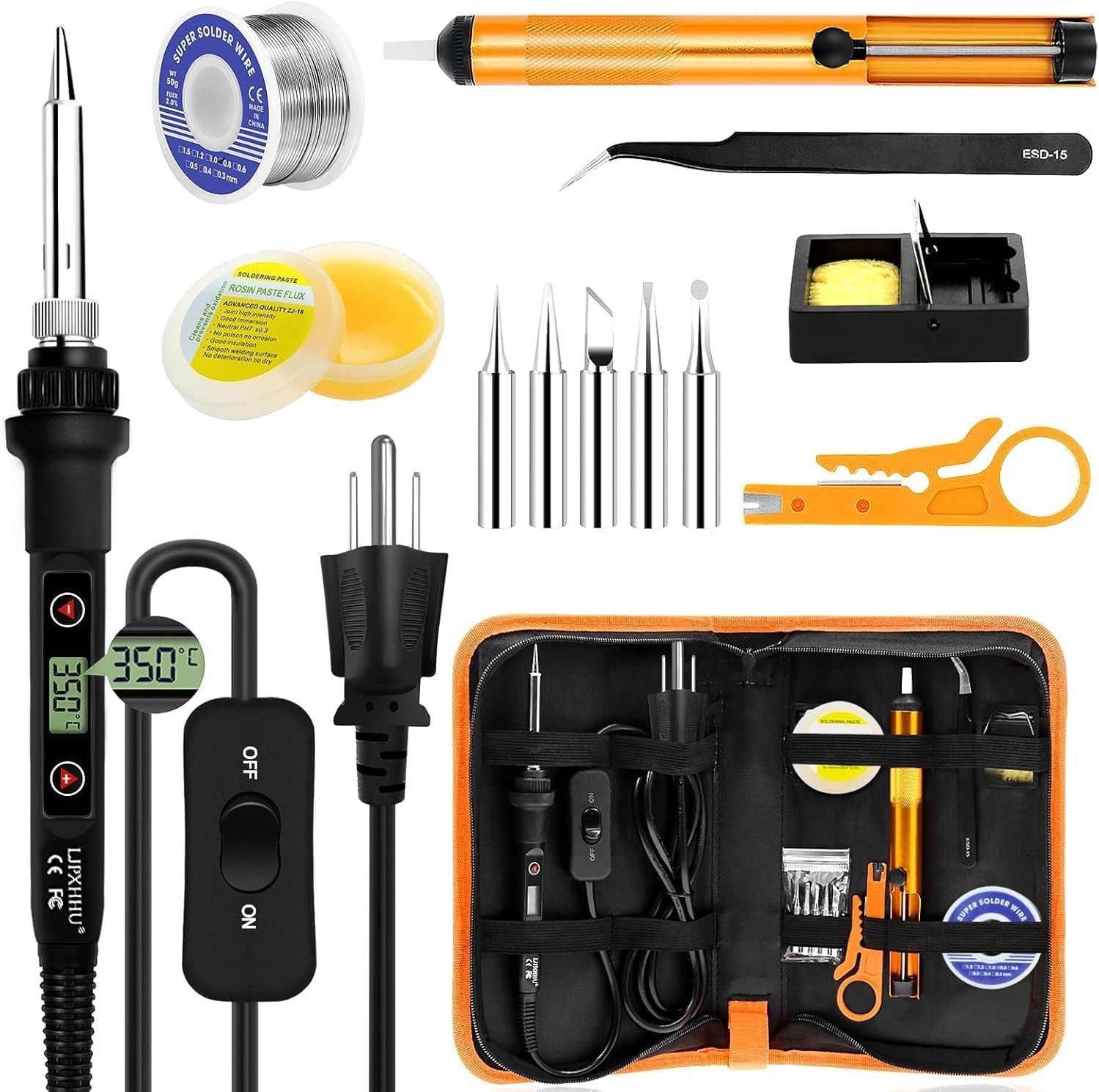 80W Adjustable Temperature Soldering Iron Kit – 13-in-1 Electronics Tool Set