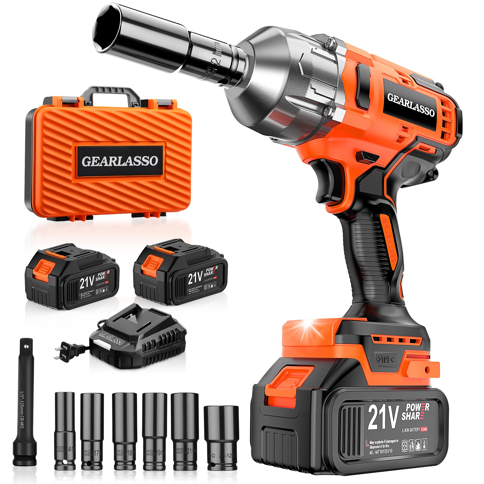 Electric Impact Wrench High Power 800Nm Brushless Li-ion Gearlasso 21V Tool