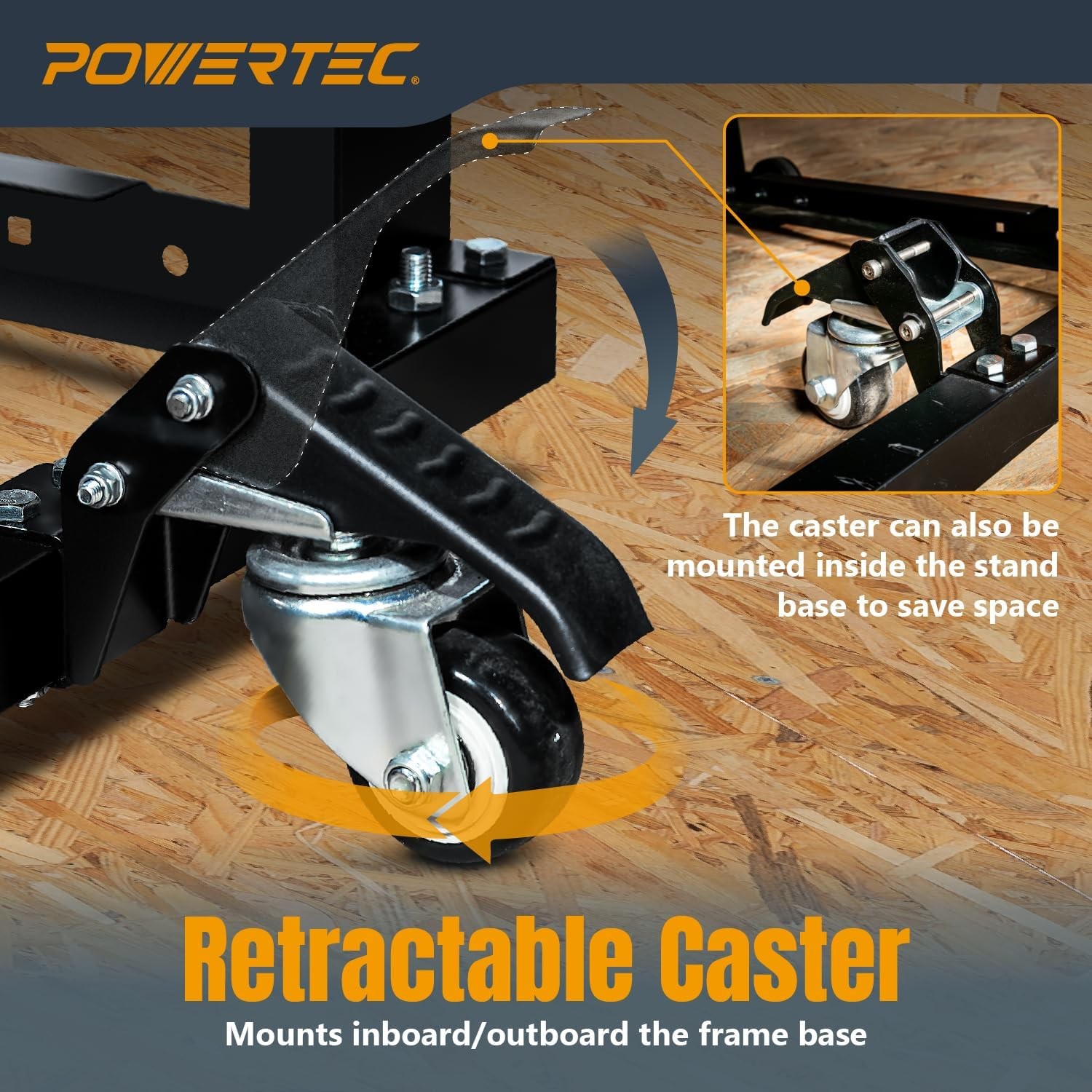 Miter Saw Stand POWERTEC With Wheels Melamine Top UT1008
