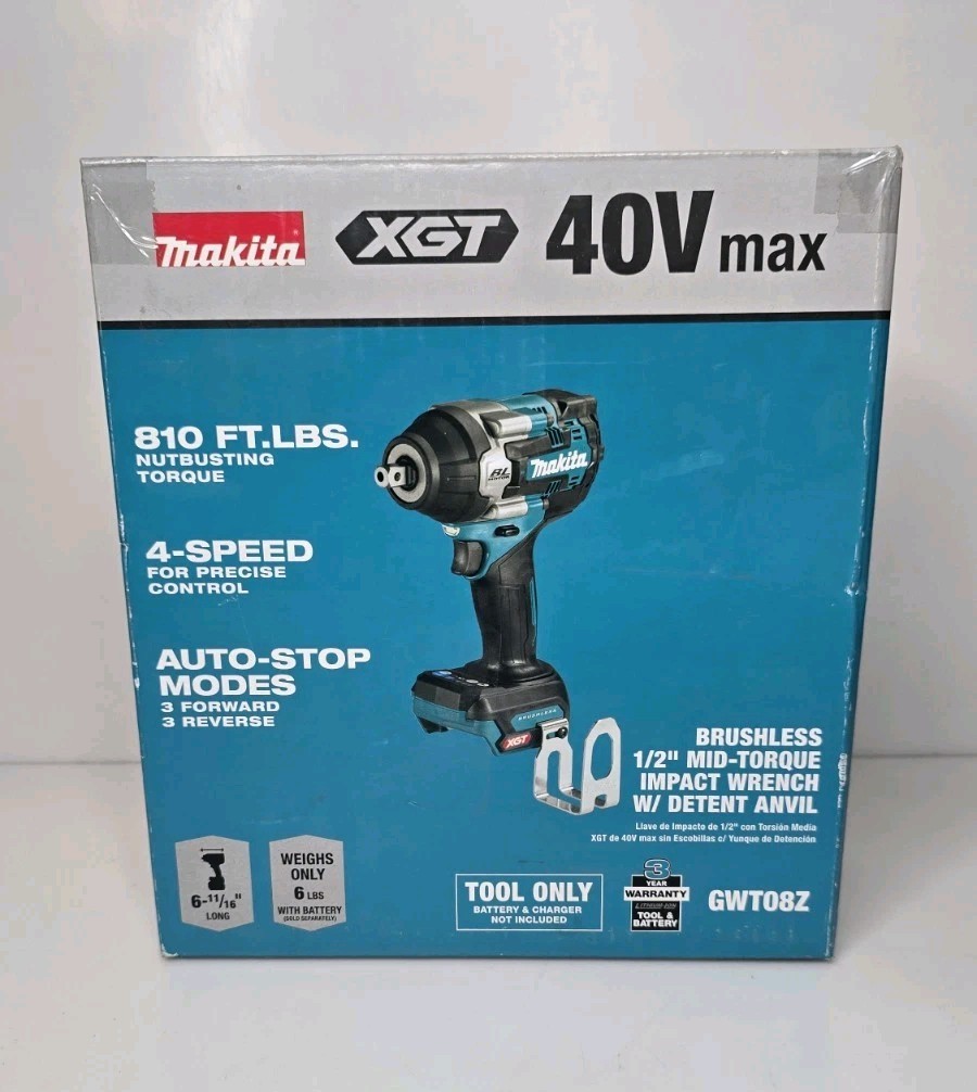 NEW Makita XGT GWT08Z 40V MAX Brushless Cordless 1/2in Impact Wrench TOOL ONLY