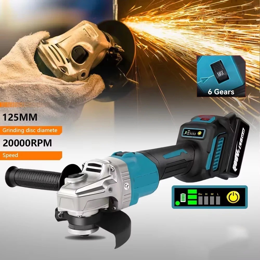 Cordless 125mm Power Angle Grinder for Makita 18V Max Battery Brushless 9000 RPM